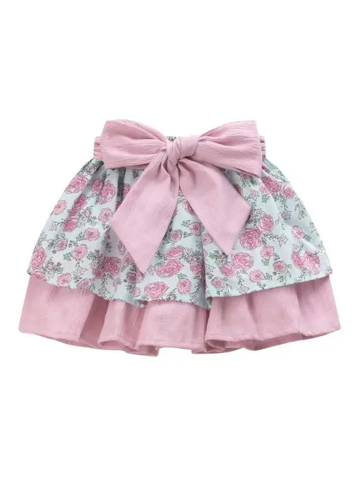 Falda verde con flores