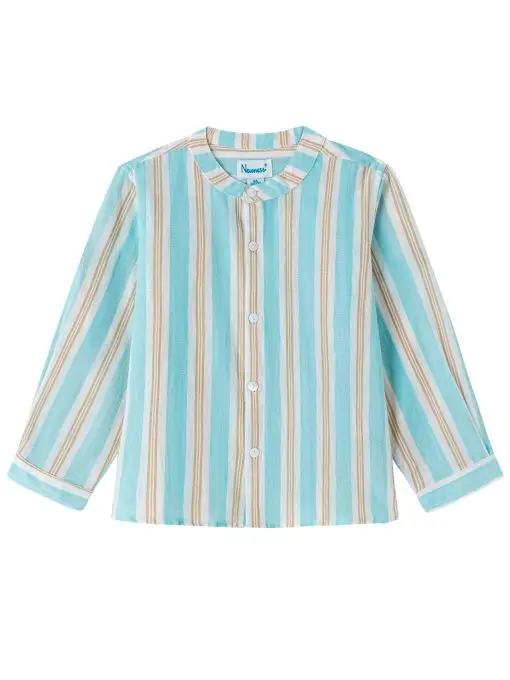 Camisa rayas verde y camel